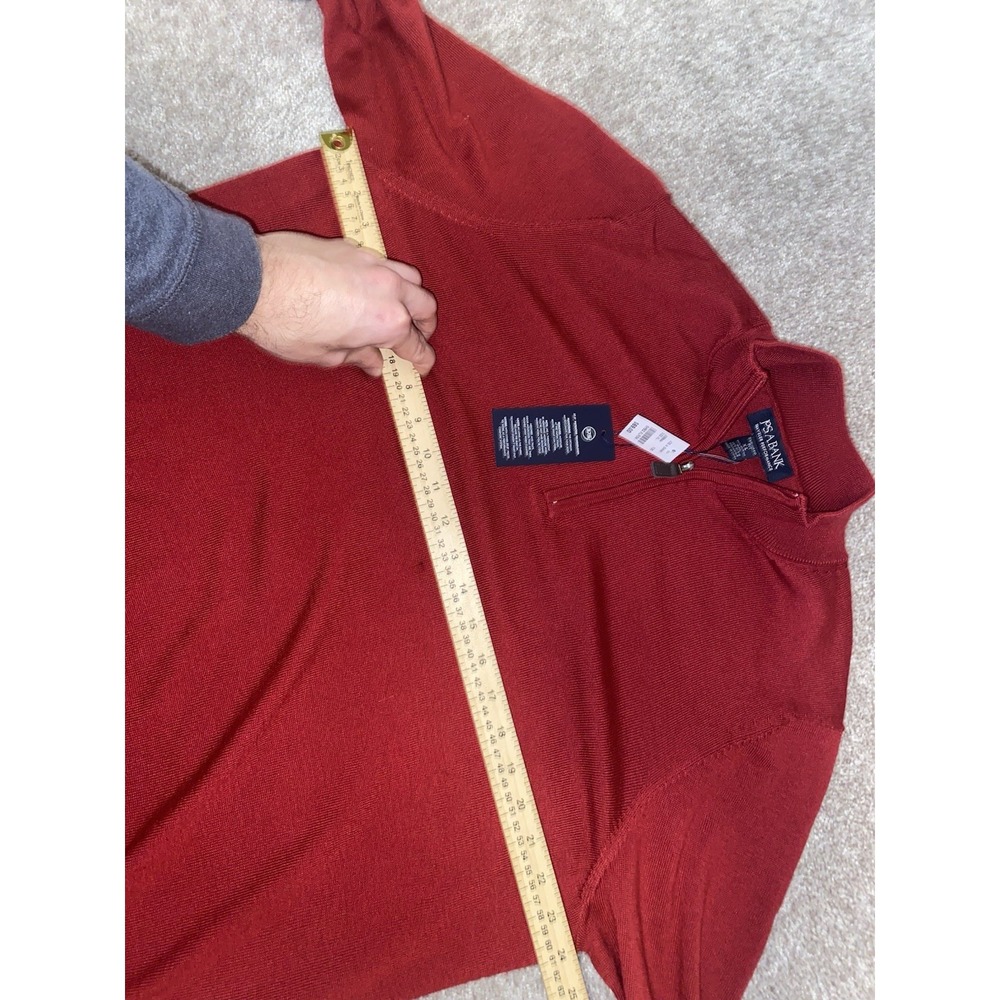 Jos. A Bank Merino Wool/Polyester 1/4 Zip Sweater Red Mens XL Preppy Casual NWT - Picture 8 of 11